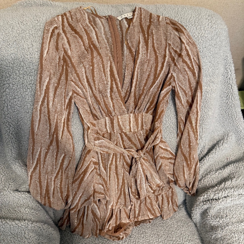 Brown shimmer romper Small